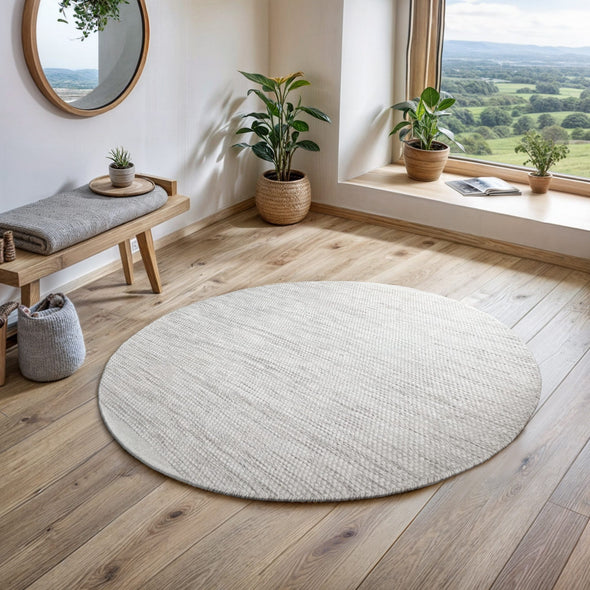 Covor rotund reversibil din lână Wolltraum tesut manual 150 cm