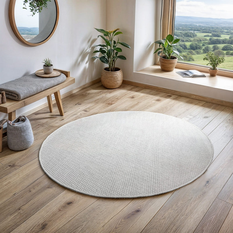Covor rotund reversibil din lână Wolltraum tesut manual 200 cm - LunaHome.ro