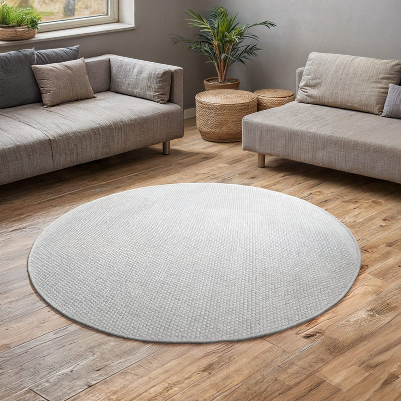 Covor rotund reversibil din lână Woolscape tesut manual 200 cm - LunaHome.ro