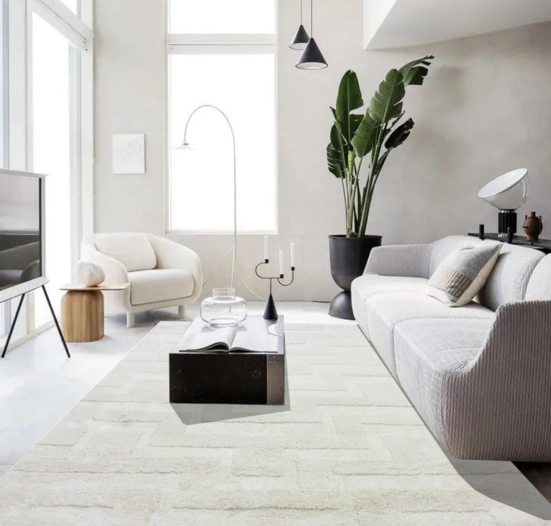 Covor shaggy Jolina cu model 3D crem, 200x300 cm - LunaHome.ro