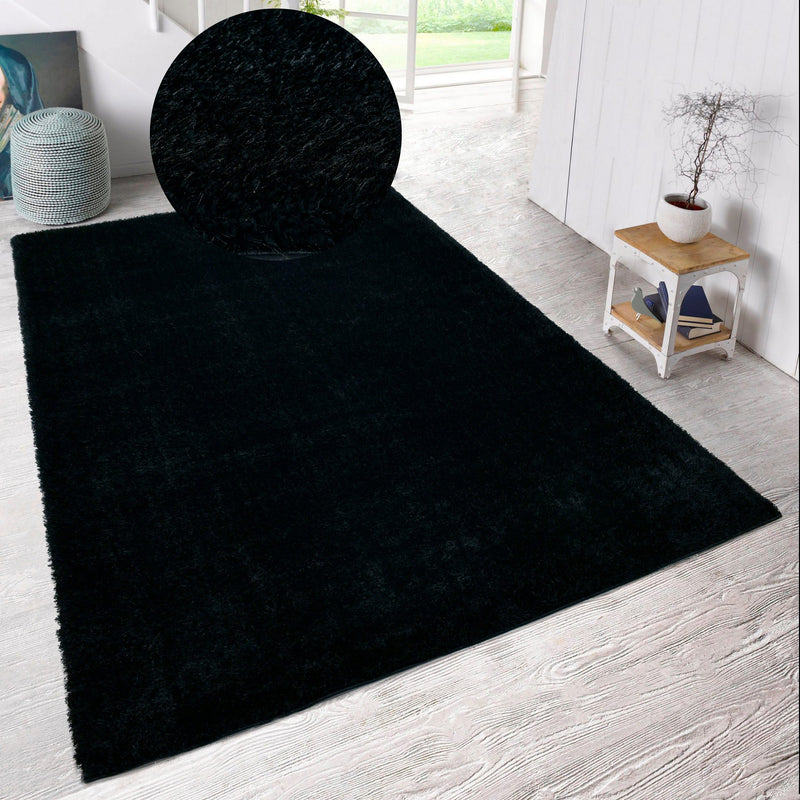 Covor shaggy »Malin« negru foarte moale si pufos 280x380 cm - LunaHome.ro