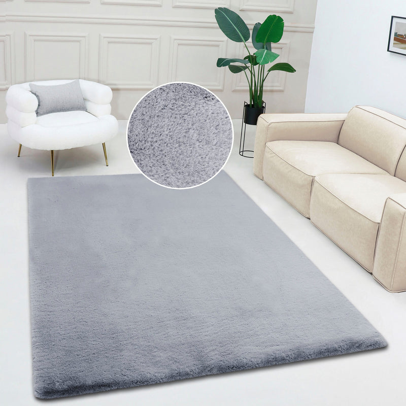 Covor sintetic »Balu« cu textura de blana de iepure gri 200x300 cm - LunaHome.ro