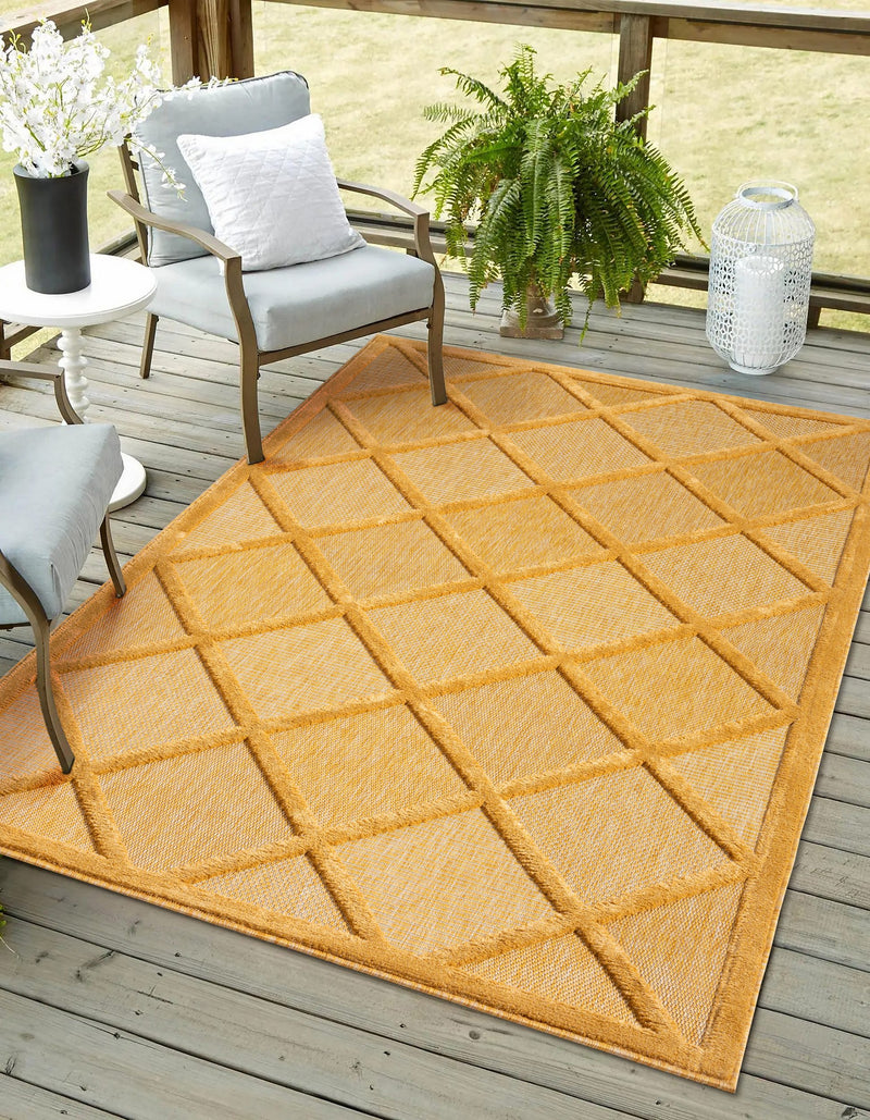 Covor traversa Amara galben cu model geometric 3D 240x320 cm - LunaHome.ro