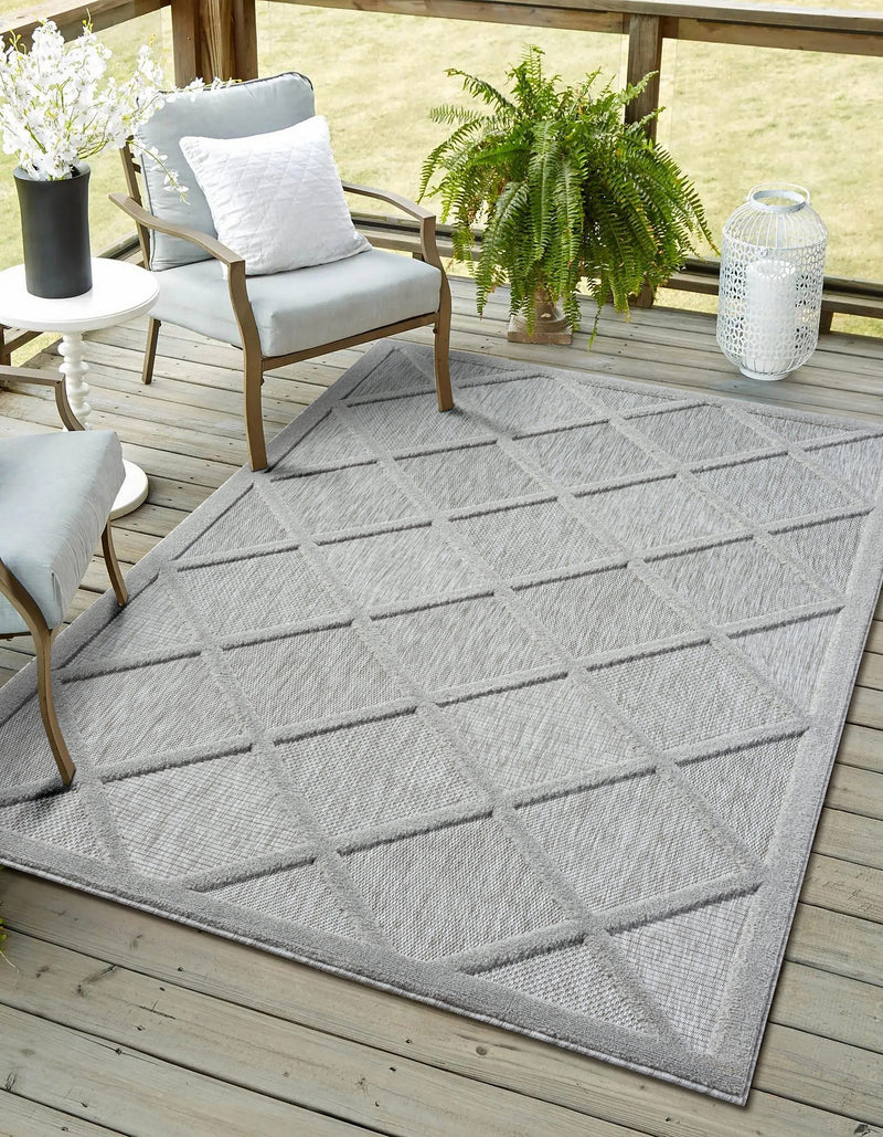 Covor traversa Amara gri cu model geometric 3D 80x150 cm - LunaHome.ro