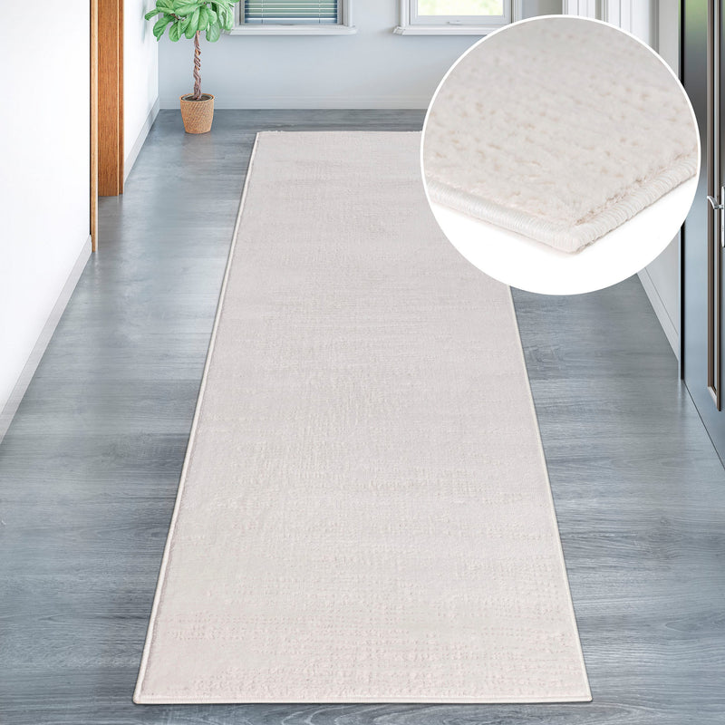 Covor traversa Ariano foarte moale crem cu model 3D 80x300 cm - LunaHome.ro