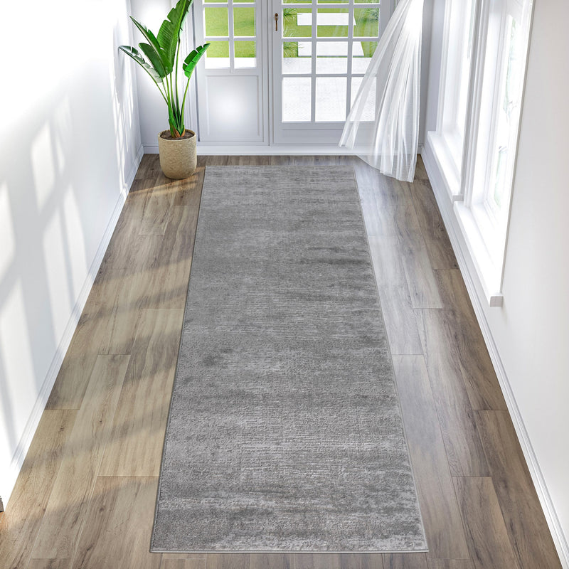 Covor traversa Ariano foarte moale gri cu model 3D 67x230 cm - LunaHome.ro