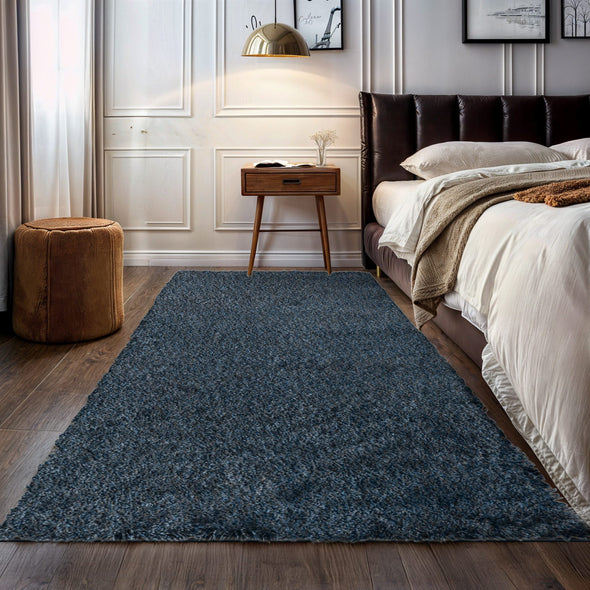 Covor traversa Banji albastru foarte moale și pufos 100x150 cm - LunaHome.ro