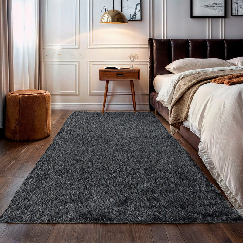 Covor traversa Banji  gri inchis foarte moale și pufos 80x200 cm - LunaHome.ro