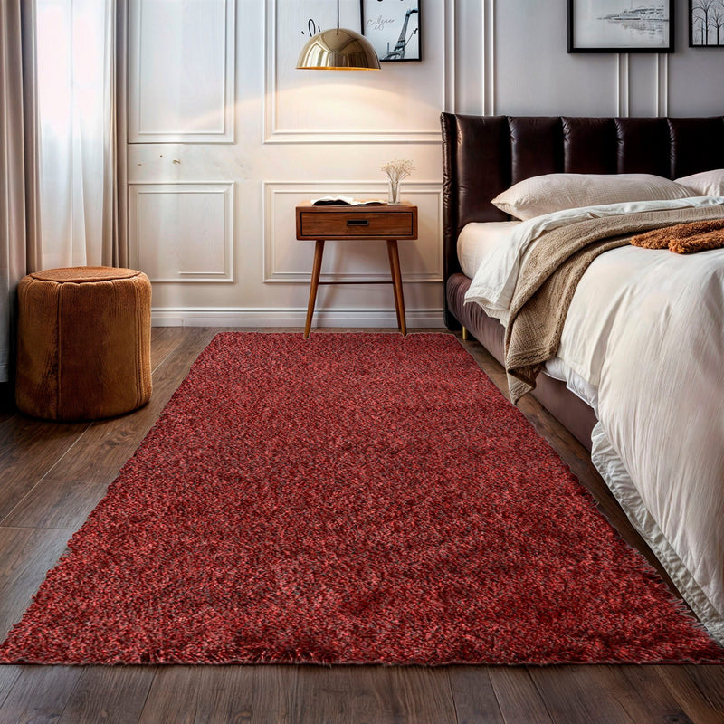 Covor traversa Banji rosu foarte moale și pufos 160x230 cm - LunaHome.ro