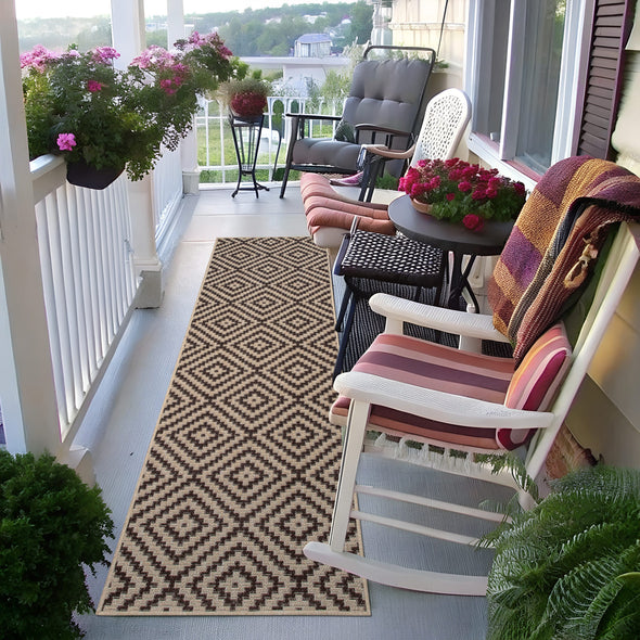 Covor traversa Cordoba de interior si exterior maro 67x230 cm - LunaHome.ro