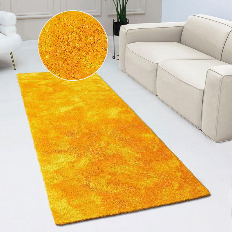 Covor traversa Dana foarte moale si pufos, galben intens 80x250 cm - LunaHome.ro