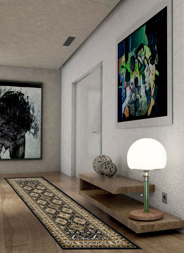 Covor traversă Diantha cu aspect oriental maro inchis 90x250 cm - LunaHome.ro