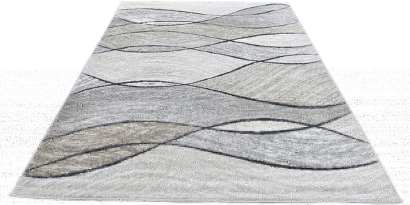 Covor traversa Esmea gri cu bej, model cu valuri 80x150 cm