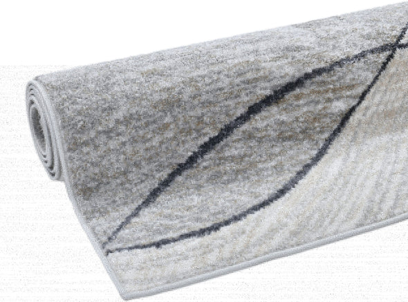 Covor traversa Esmea gri cu bej, model cu valuri 80x150 cm