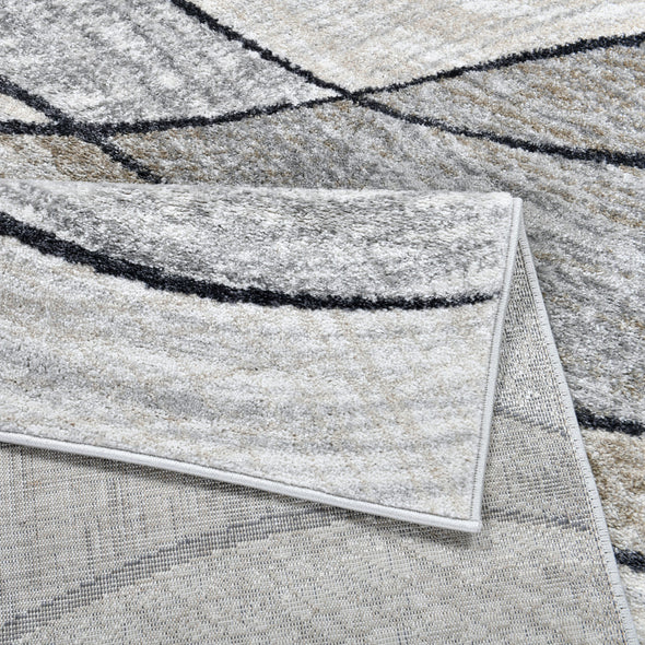 Covor traversa Esmea gri cu bej, model cu valuri 80x150 cm