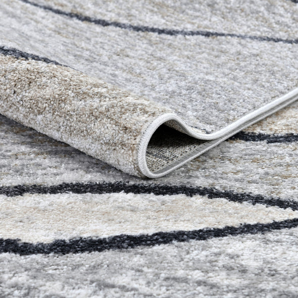 Covor traversa Esmea gri cu bej, model cu valuri 80x150 cm