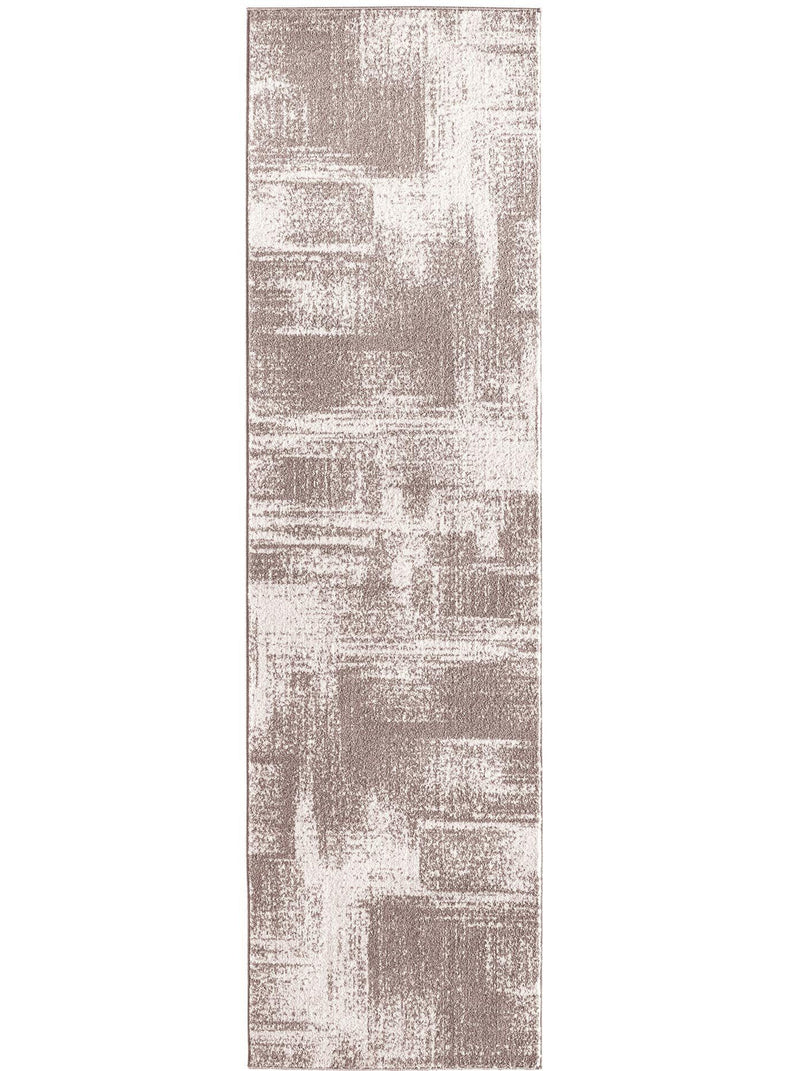 Covor traversa Flor gri cu design modern, fire scurte, 67x120 cm - LunaHome.ro