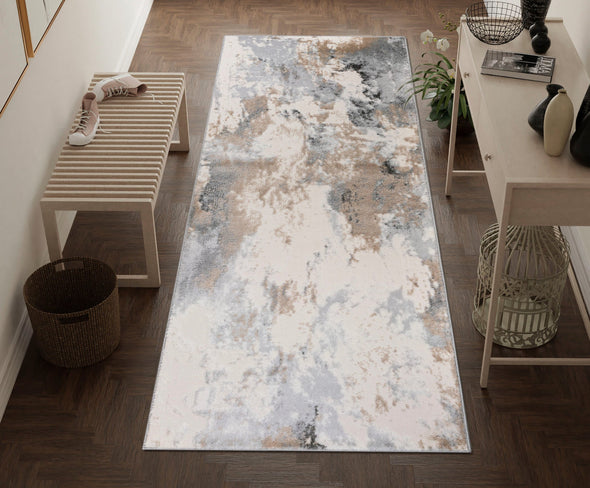 Covor traversa Hamar cu aspect de marmura gri 90x250 cm - LunaHome.ro