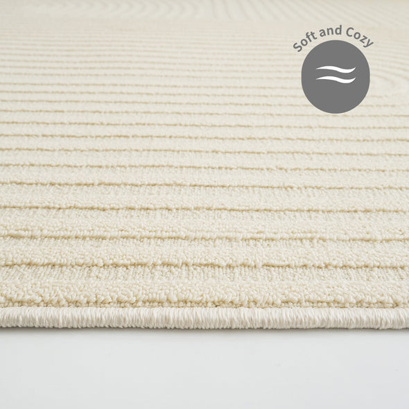 Covor traversa Jola cu aspect scandinav 3D crem 60x90 cm - LunaHome.ro