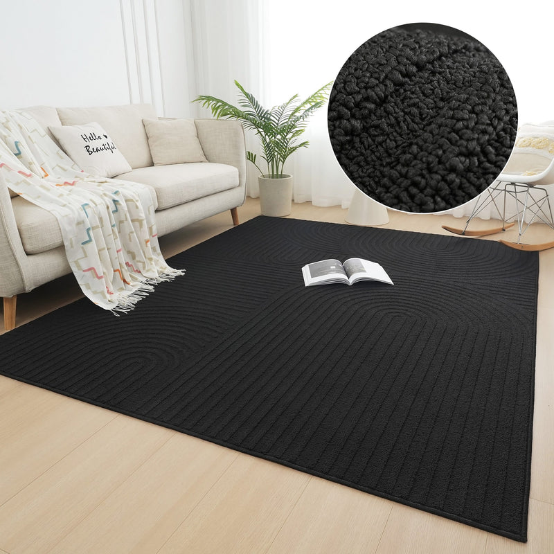 Covor traversa Jola cu aspect scandinav 3D negru 60x90 cm - LunaHome.ro