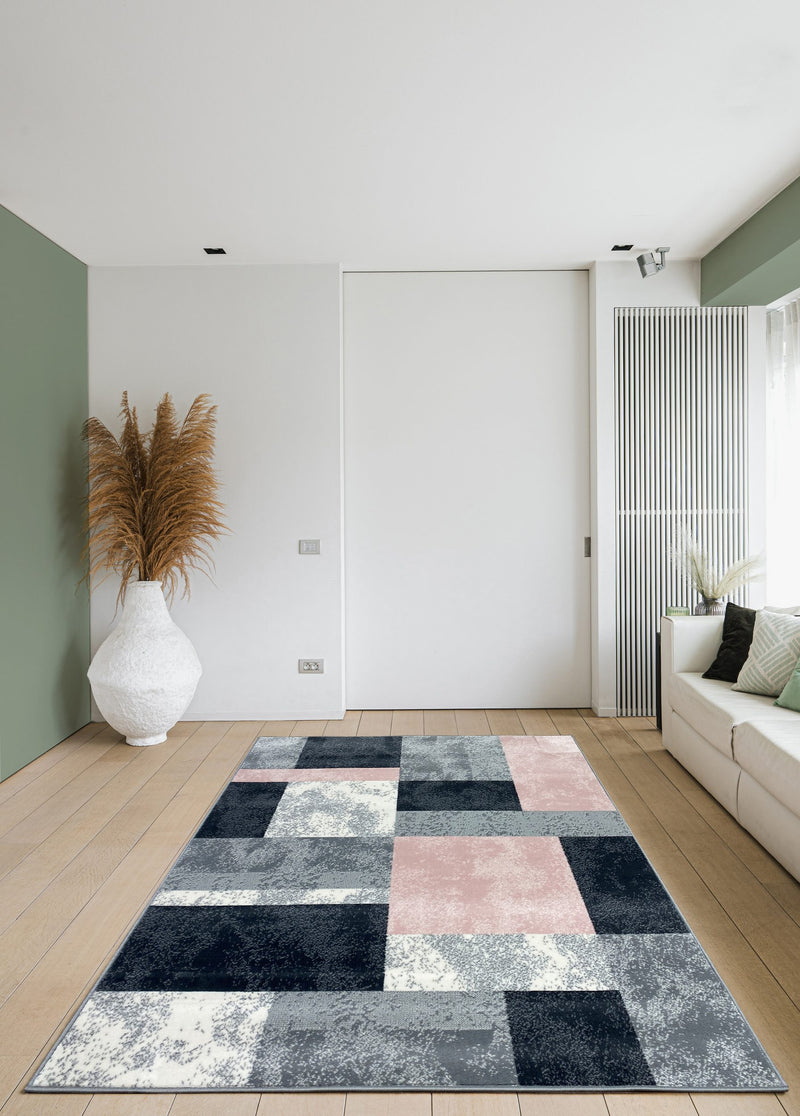 Covor traversa Lenn cu design geometric modern 80x150 cm - LunaHome.ro