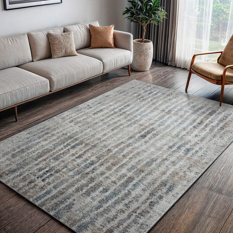 Covor traversă Liorra gri-bej cu model modern 80x150 cm - LunaHome.ro