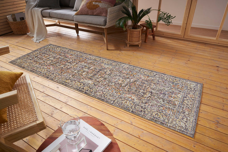 Covor traversă Luxor cu fire scurte gri, model cu aspect vintage 75x200 cm - LunaHome.ro