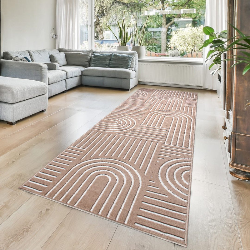 Covor traversa Lysandra cu aspect scandinav crem 67x230 cm - LunaHome.ro