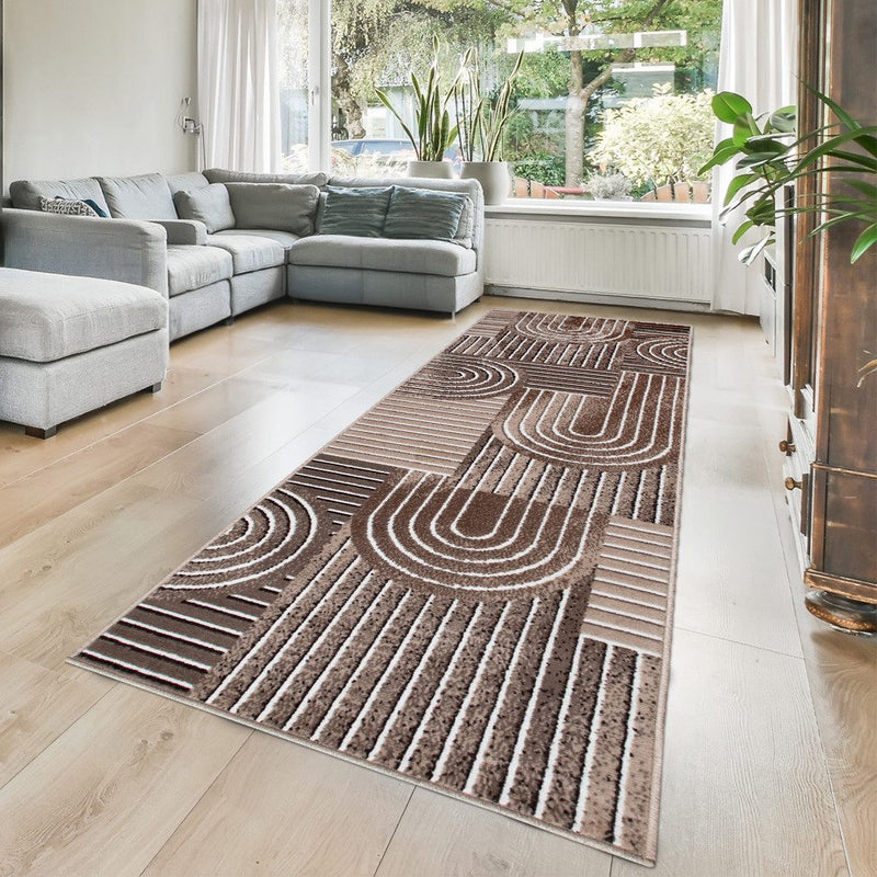 Covor traversa Lysandra cu aspect scandinav culoare nisip 80x300 - LunaHome.ro