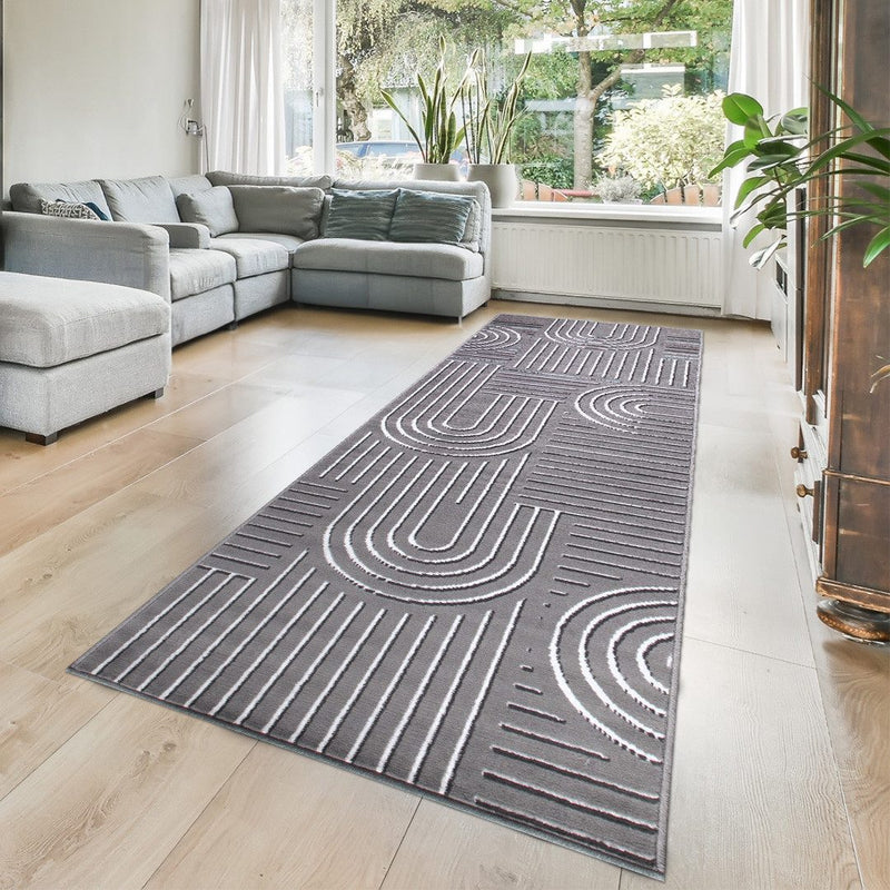 Covor traversa Lysandra cu aspect scandinav gri 67x230 cm - LunaHome.ro