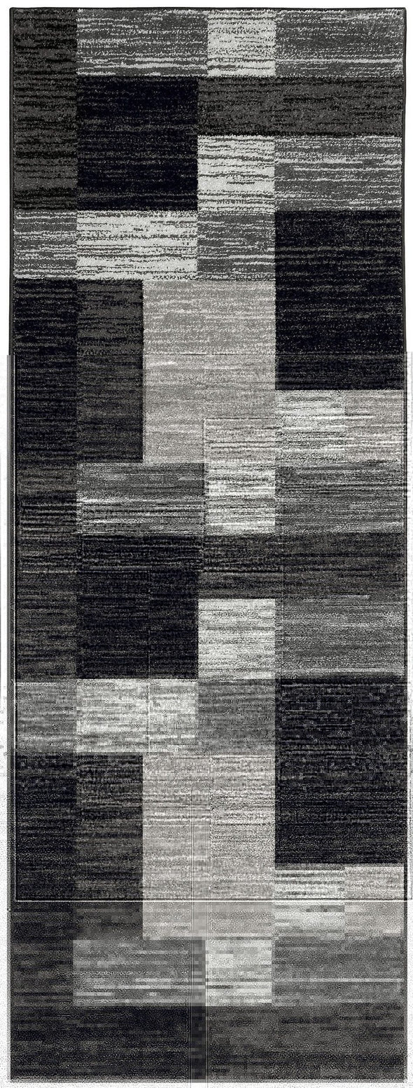Covor traversa Melvin negru cu model geometric modern 90x250 cm - LunaHome.ro