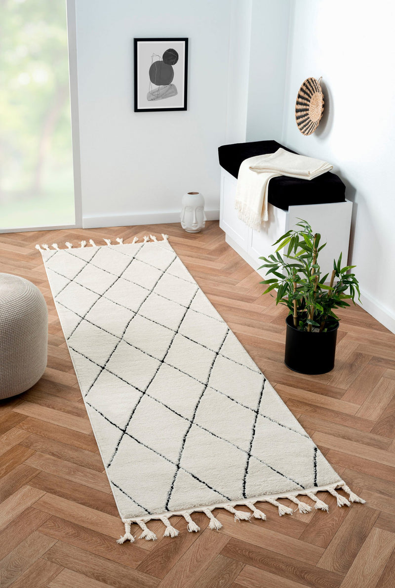 Covor traversă Moroccan Diamond moale si pufos, 80x250 cm - LunaHome.ro