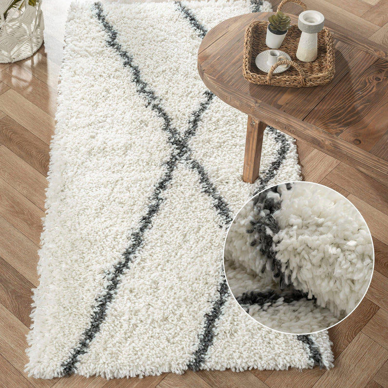 Covor traversa MyShaggy Diamonds foarte moale si pufos 80x250 cm - LunaHome.ro