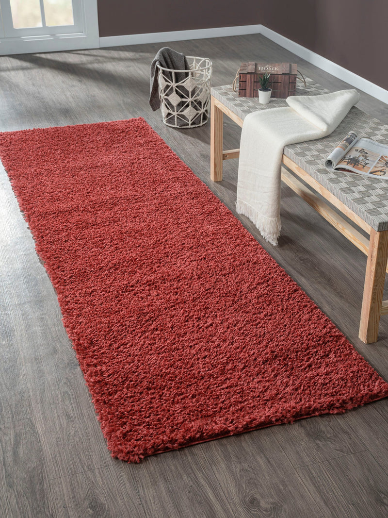Covor traversă MyShaggy foarte moale si pufos bordo, 80x250 cm - LunaHome.ro