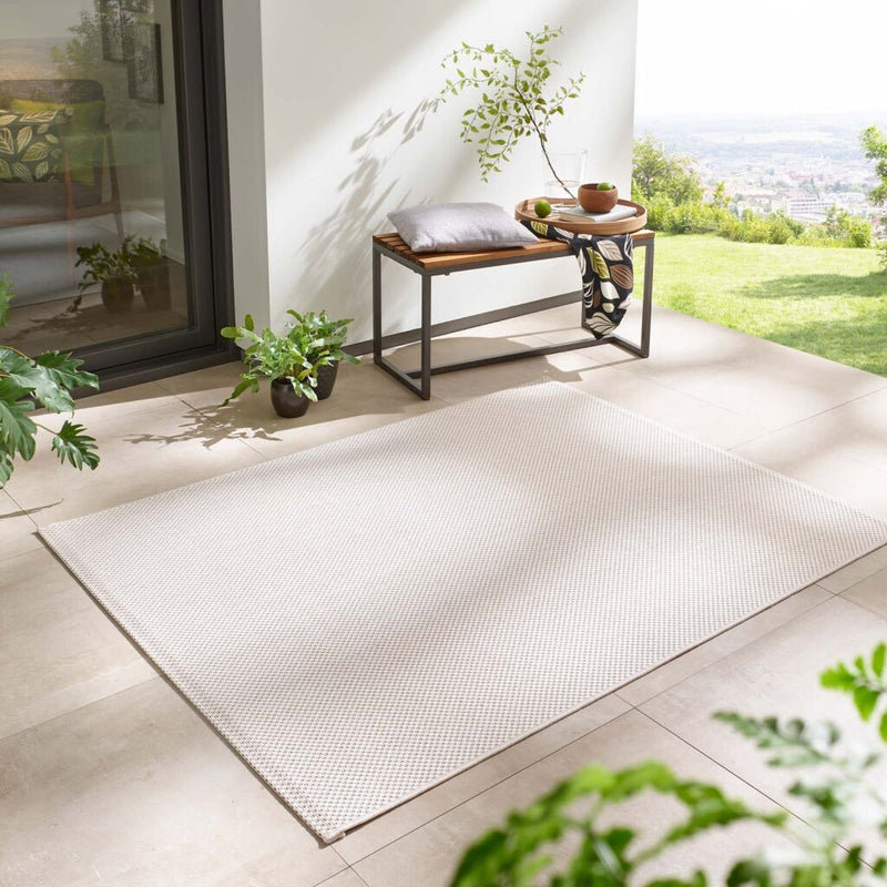 Covor traversa Regina crem cu tesatura plata pentru interior si exterior 67x180 cm - LunaHome.ro