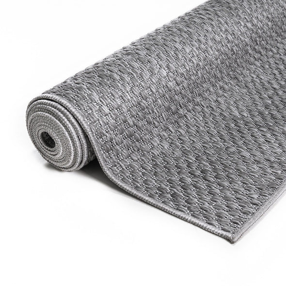 Covor traversa Rhodos gri pentru interior și exterior, aspect de sisal 67x230 cm