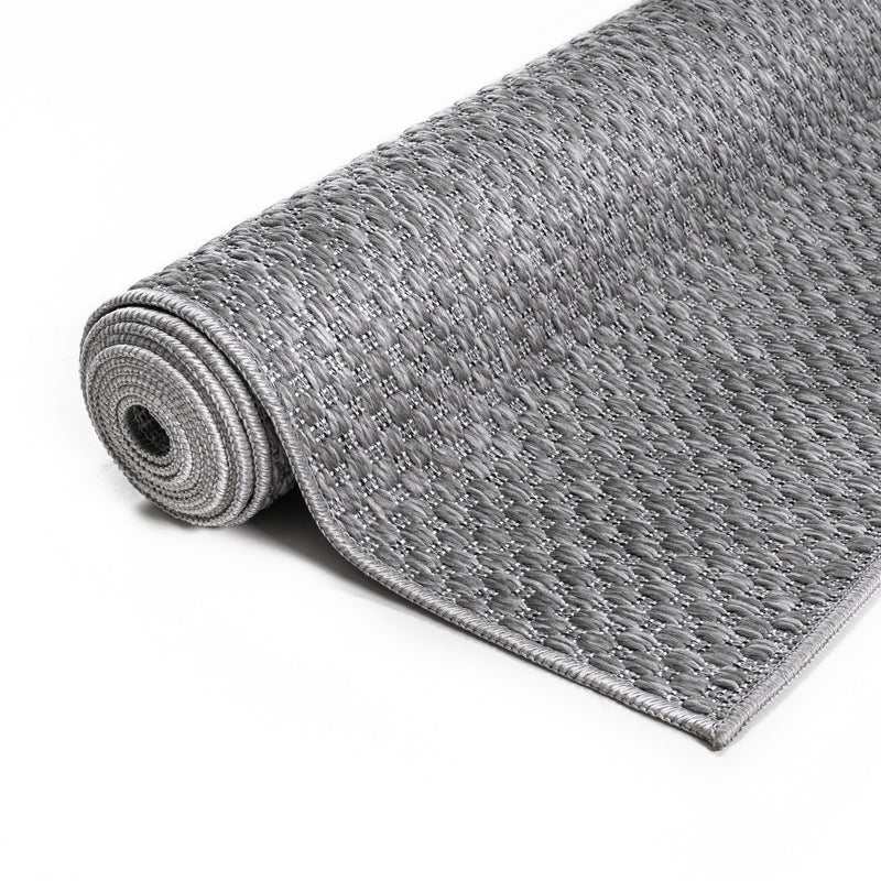 Covor traversa Rhodos gri pentru interior și exterior, aspect de sisal 67x230 cm - LunaHome.ro