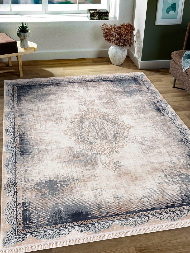Covor traversă Rodin vintage oriental cu fire scurte albastru 80x300 cm - LunaHome.ro