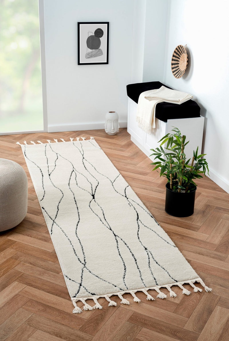 Covor traversă Shaggy Moroccan Handwrite, moale si pufos, 80x250 cm - LunaHome.ro