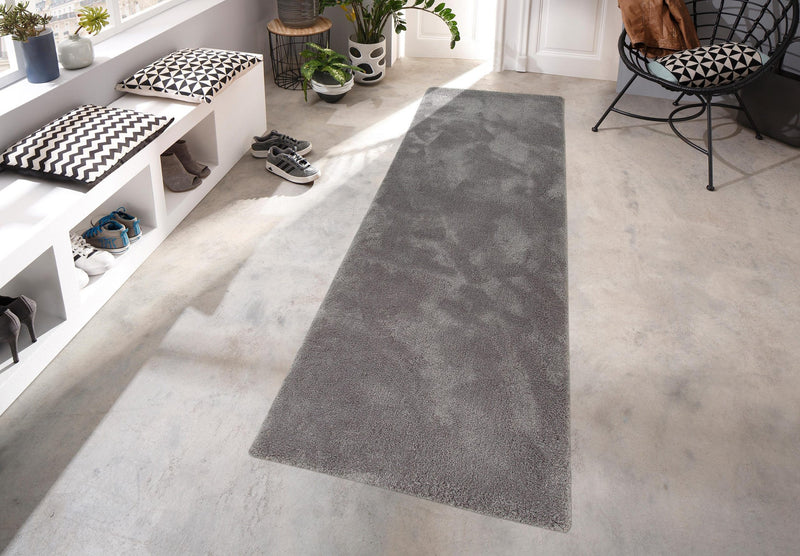 Covor traversa Shaggy »Magong« foarte pufos si moale, gri 80x250 cm - LunaHome.ro