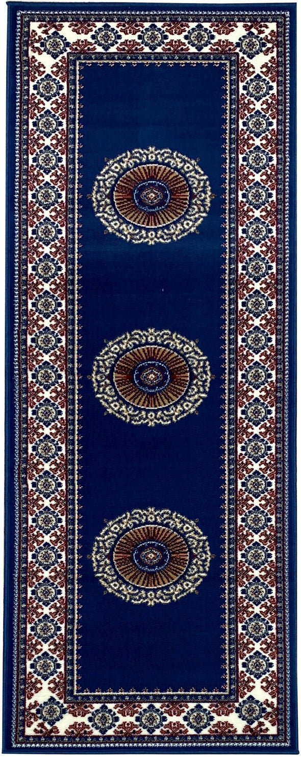 Covor traversă Shari cu design oriental albastru 80x250 cm - LunaHome.ro