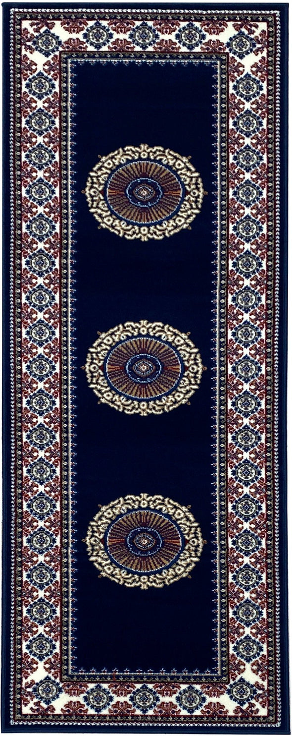 Covor traversă Shari cu design oriental albastru 80x250 cm