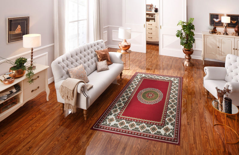 Covor traversă Shari cu design oriental rosu 80x150 cm - LunaHome.ro