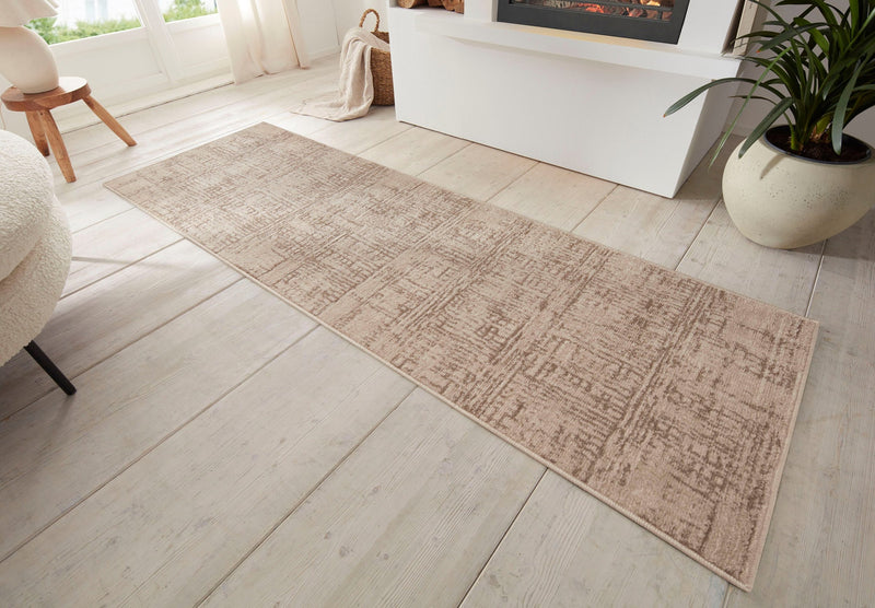 Covor traversă Sole cu fire scurte crem, model cu aspect vintage 80x200 cm - LunaHome.ro