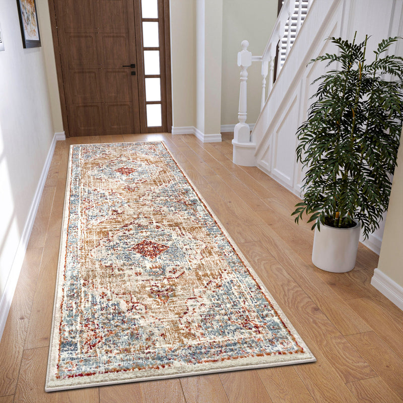 Covor traversă Strozzi cu design oriental vintage, fire scurte 80x240 cm - LunaHome.ro