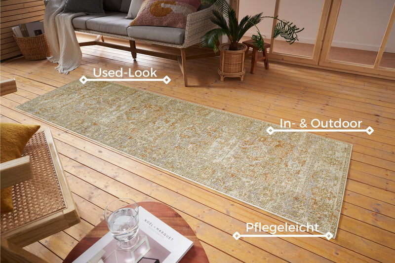Covor traversa Suez cu design oriental, subtire model 3D 75x200 cm - LunaHome.ro