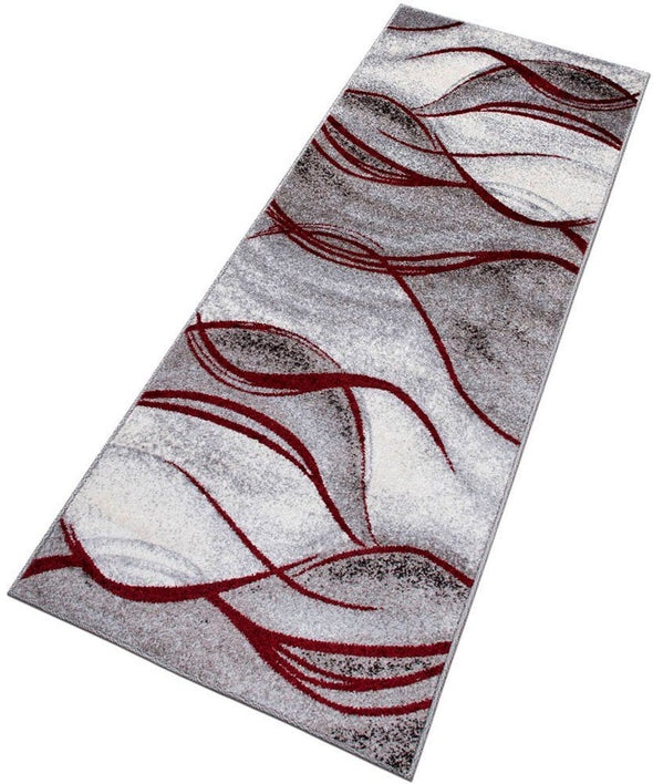 Covor traversa Tritom în nuanțe de gri cu roșu cu valuri 67x230 cm - LunaHome.ro