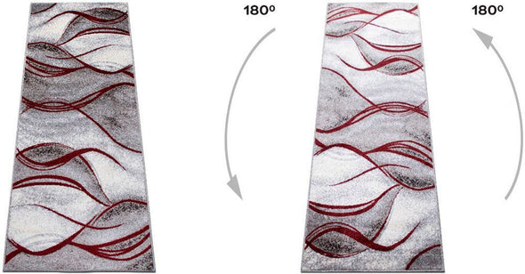 Covor traversa Tritom în nuanțe de gri cu roșu cu valuri 67x230 cm - LunaHome.ro