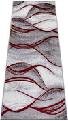 Covor traversa Tritom în nuanțe de gri cu roșu cu valuri 67x230 cm - LunaHome.ro