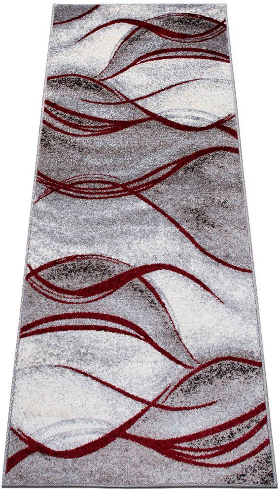 Covor traversa Tritom în nuanțe de gri cu roșu cu valuri 67x230 cm - LunaHome.ro